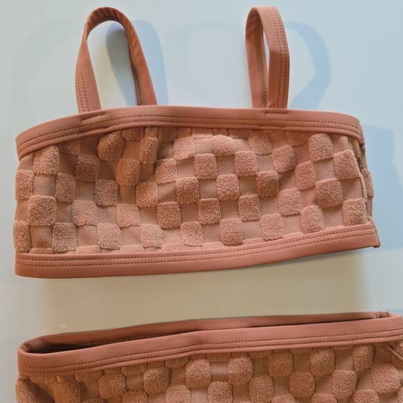 Little Co. Lauren Conrad 2 piece Bikini Rust Checkered Size 12mos - Picture 4 of 7